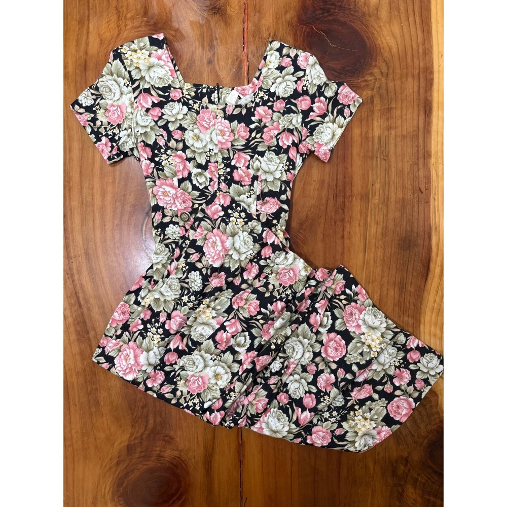 Vintage 80s 90s Signal Women's Jumpsuit Small Floral Rayon Wide leg Cottage YY11
